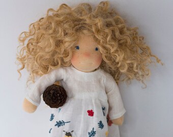 Waldorf doll Emma -10 inches (27 cm) by Handmade by Enna, Waldorf inspired doll, Art doll, Rag doll,Natural fiber doll,embroidery.gift doll