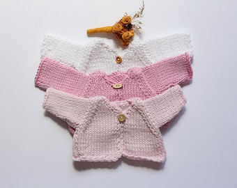 Set of 3 Knitted cardigans for 10" Waldorf dolls