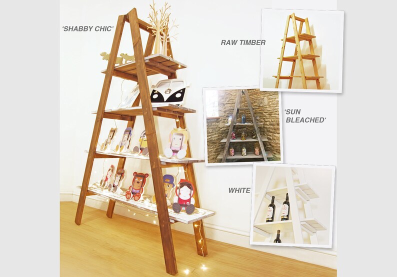 Ladder Shelf 3 Or 4 Tier Shelving Unit Folding A Frame Plant Image 0