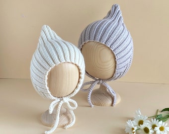 Knit set baby pixie bonnet elf cap baby shorts soft knit baby bonnet bloomer Custom set baby pixie hat bloomer 0-6 years