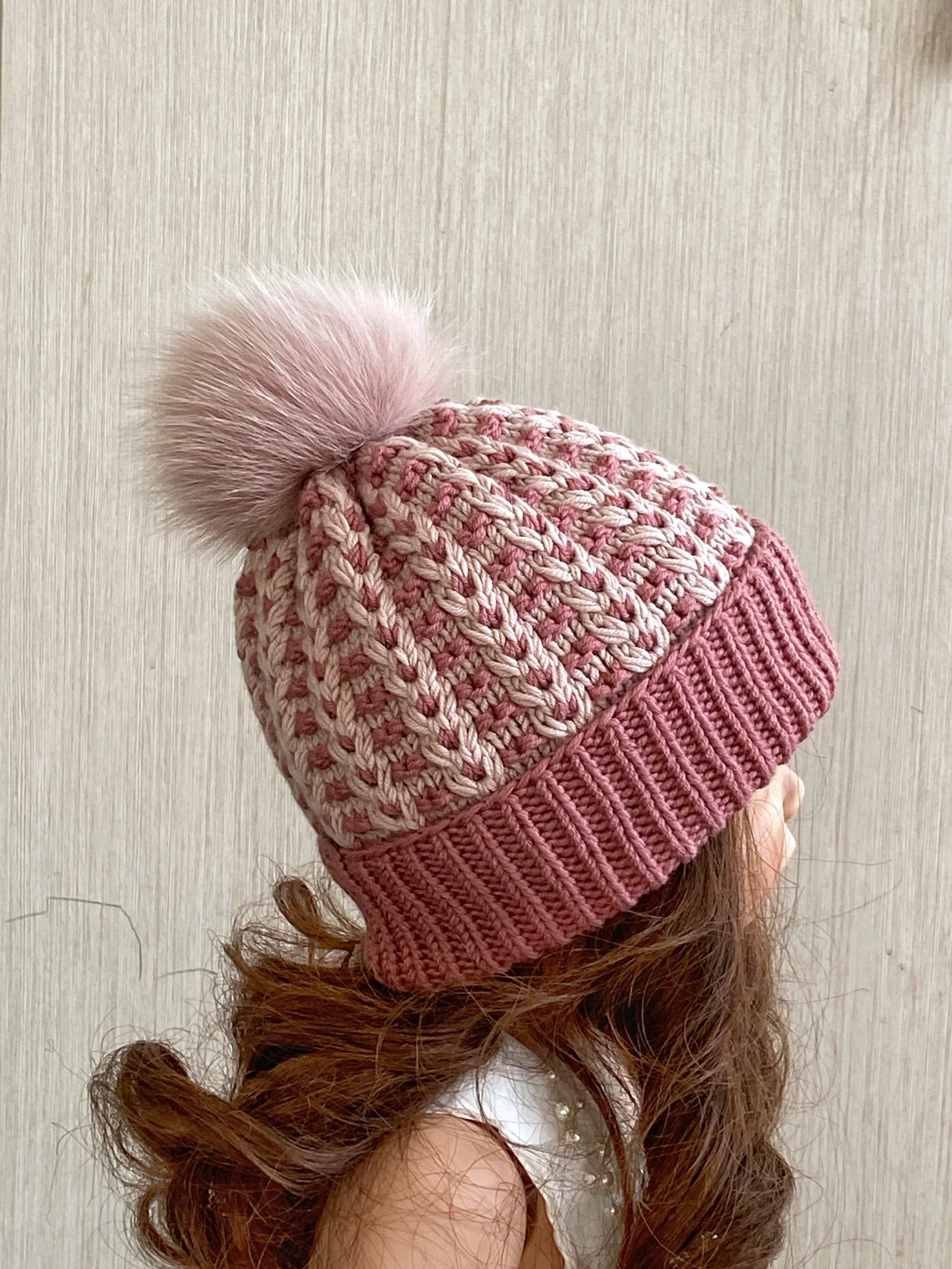 Pink winter/spring wool childs hat pom pom personalized baby Etsy