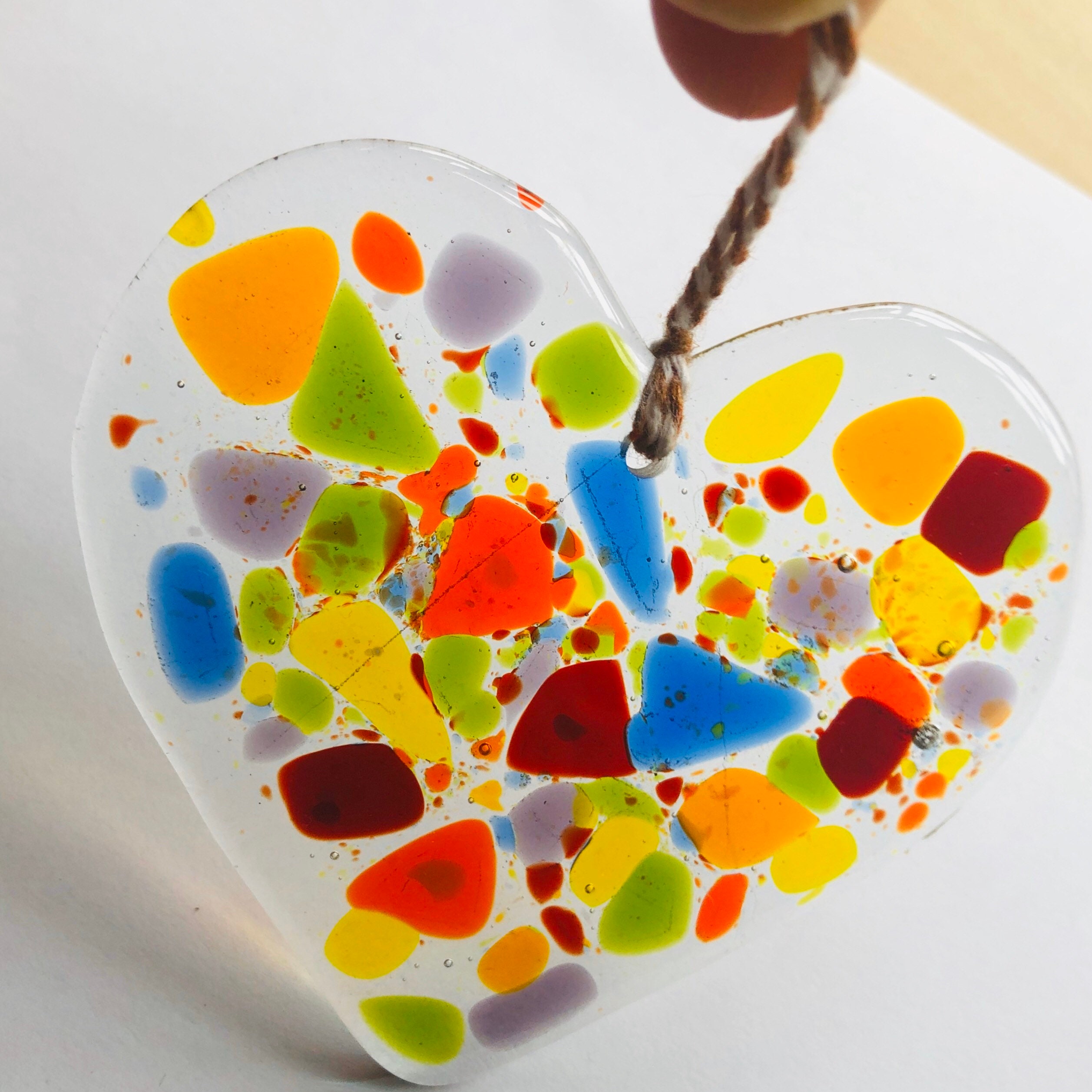 Glass Rainbow Heart Suncatcher Handmade, gift, birthday, window, cute