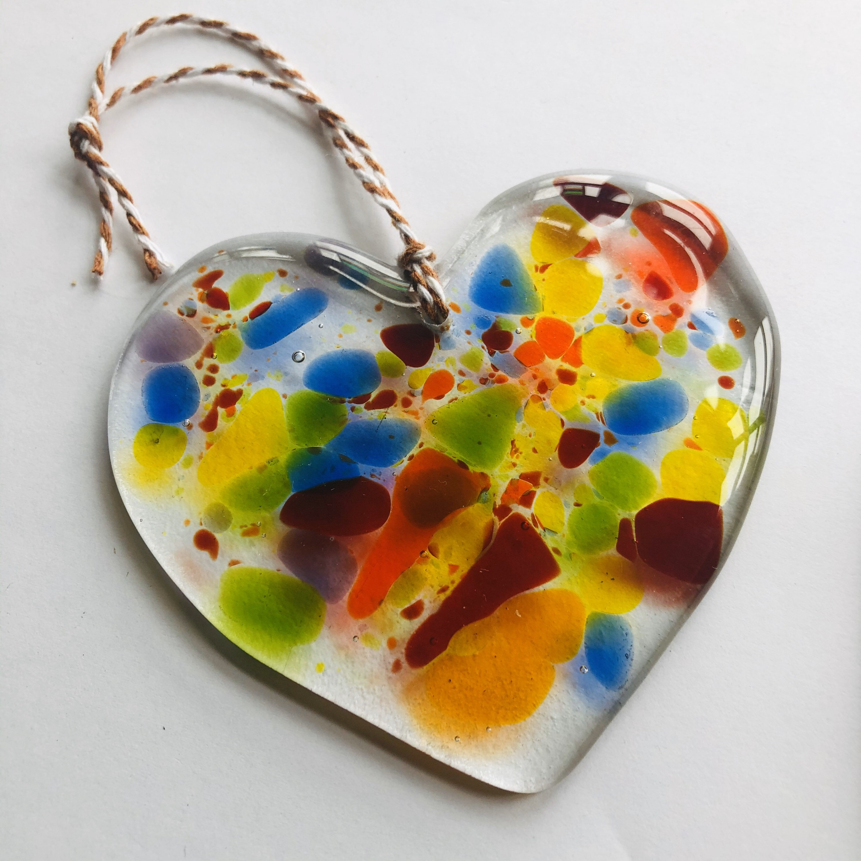 Glass Rainbow Heart Suncatcher Handmade, gift, birthday, window, cute