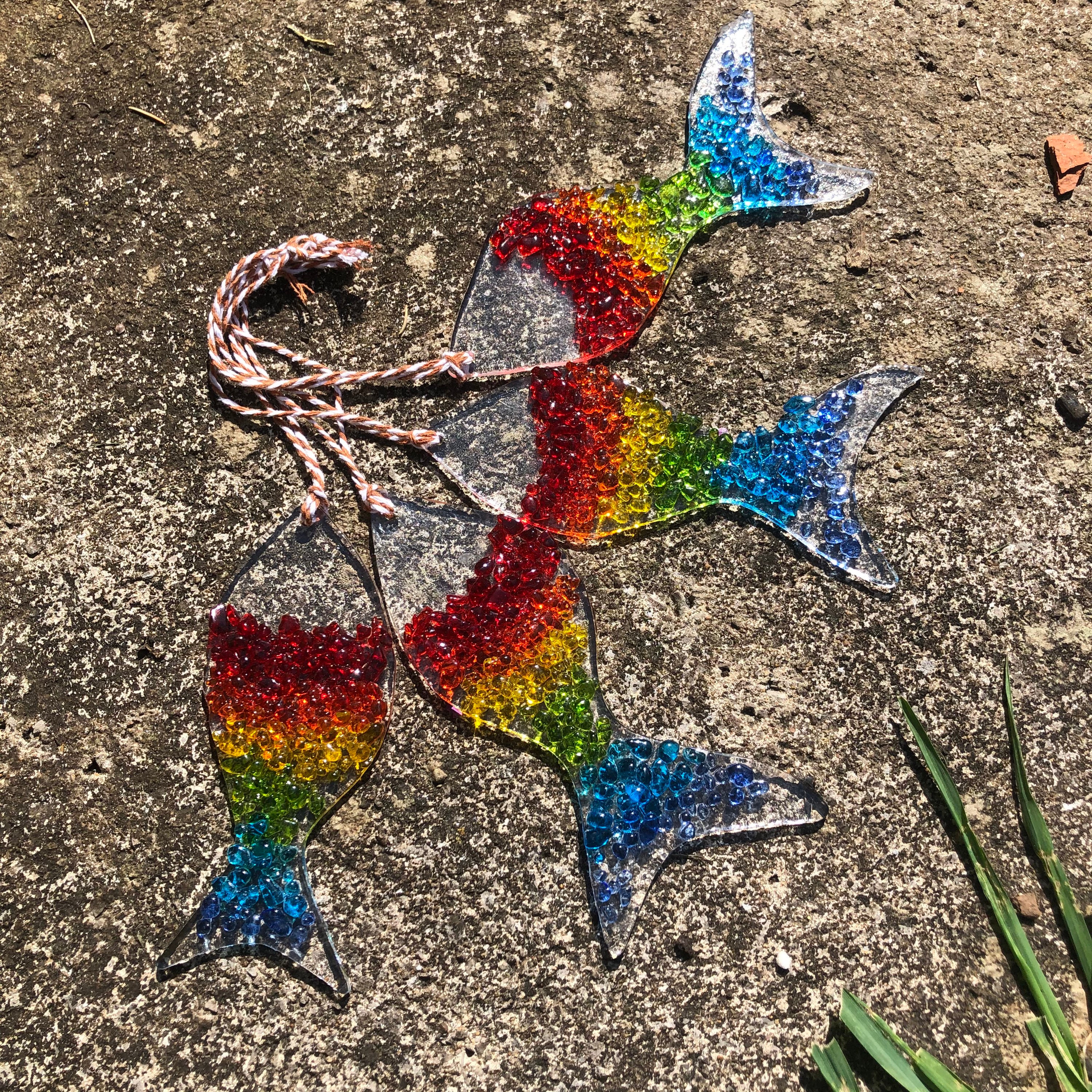 Glass Rainbow Fish Suncatcher Handmade, gift, birthday, window, cute