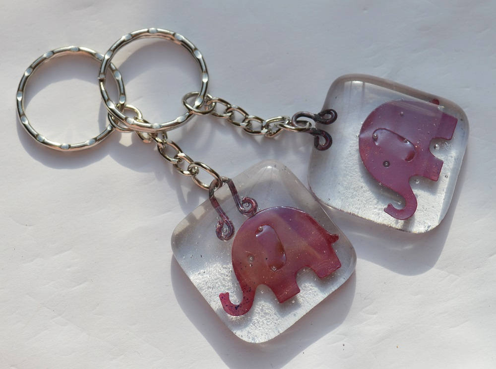 Cute Glass Elephant Keyrings birthday, secret santa