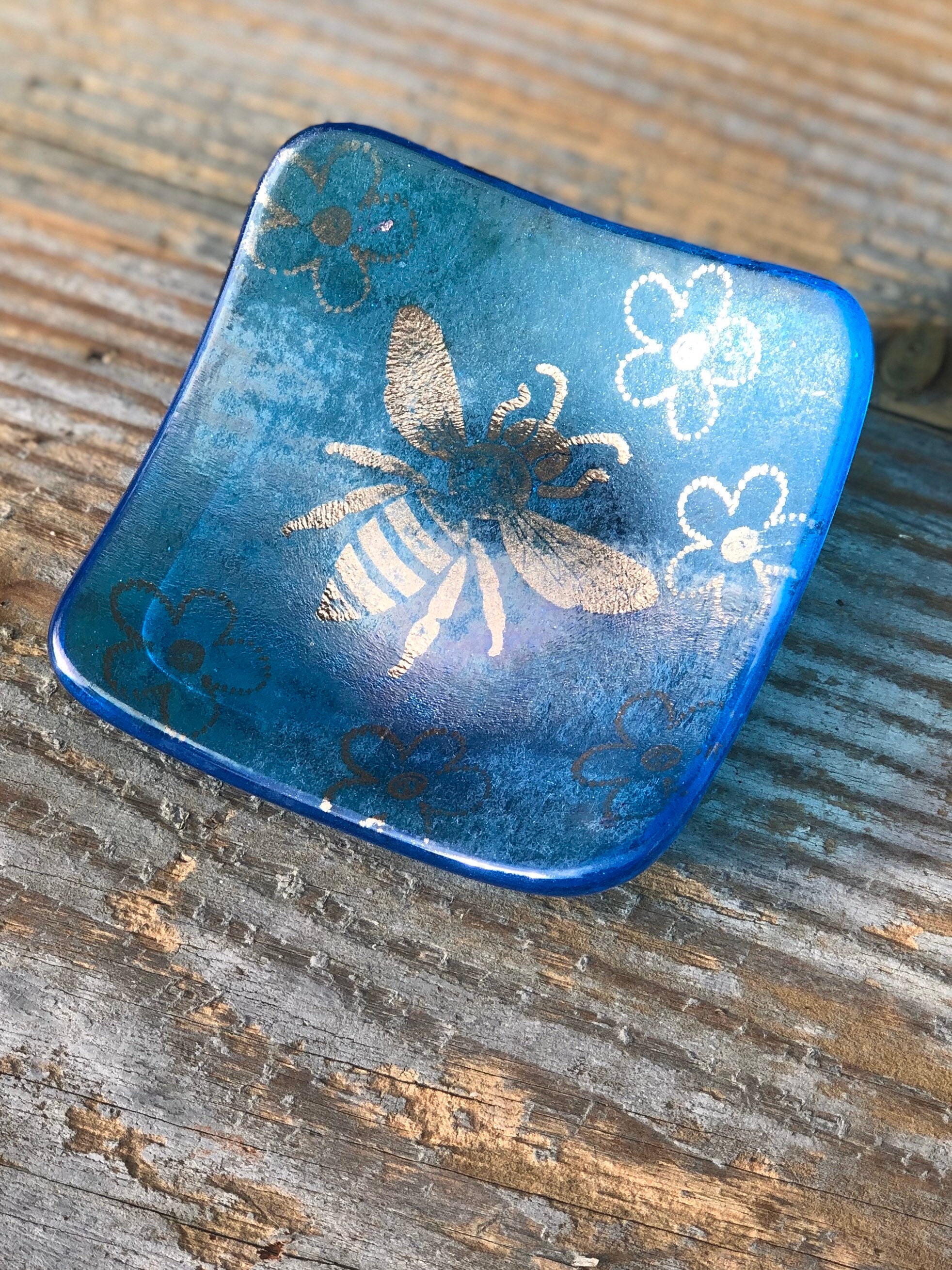 Sparkly Turquoise Copper Bee Trinket Dish Birthday, Gift