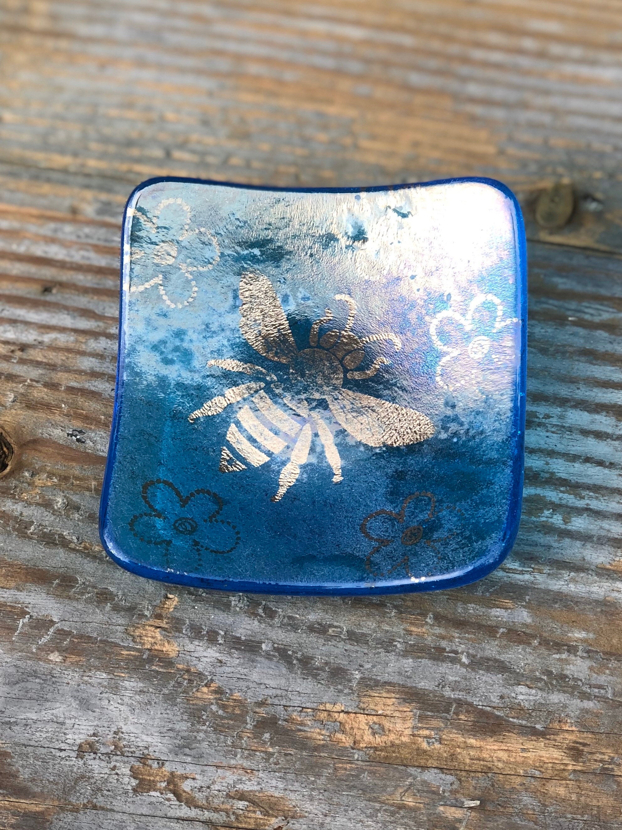 Sparkly Turquoise Copper Bee Trinket Dish Birthday, Gift
