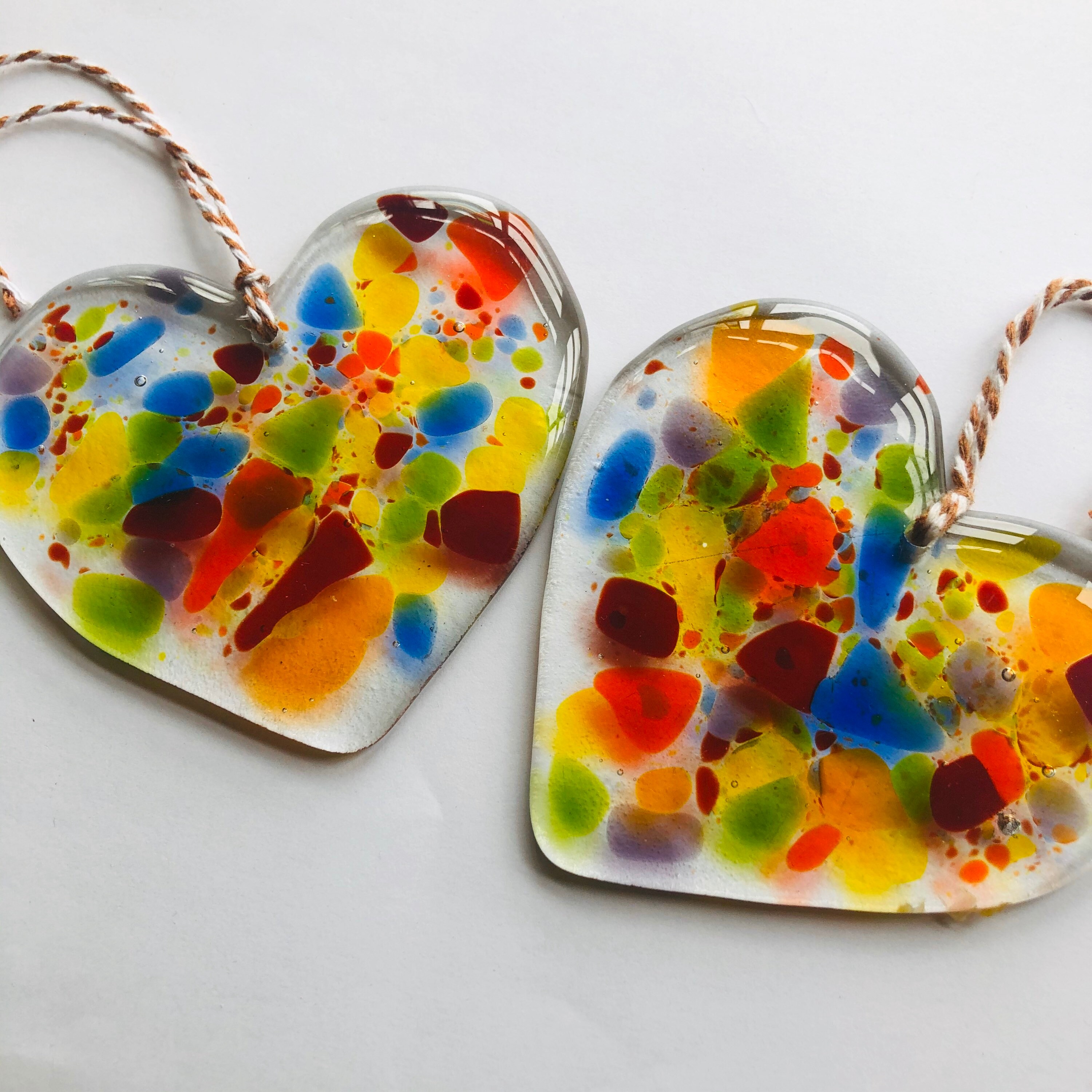 Glass Rainbow Heart Suncatcher Handmade, gift, birthday, window, cute