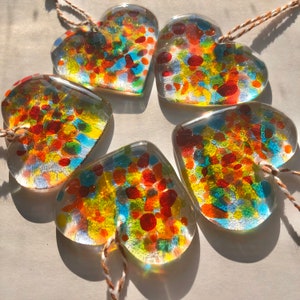 Rainbow Cremation Heart Suncatcher - Fused Glass Memorial, Ashes Keepsake