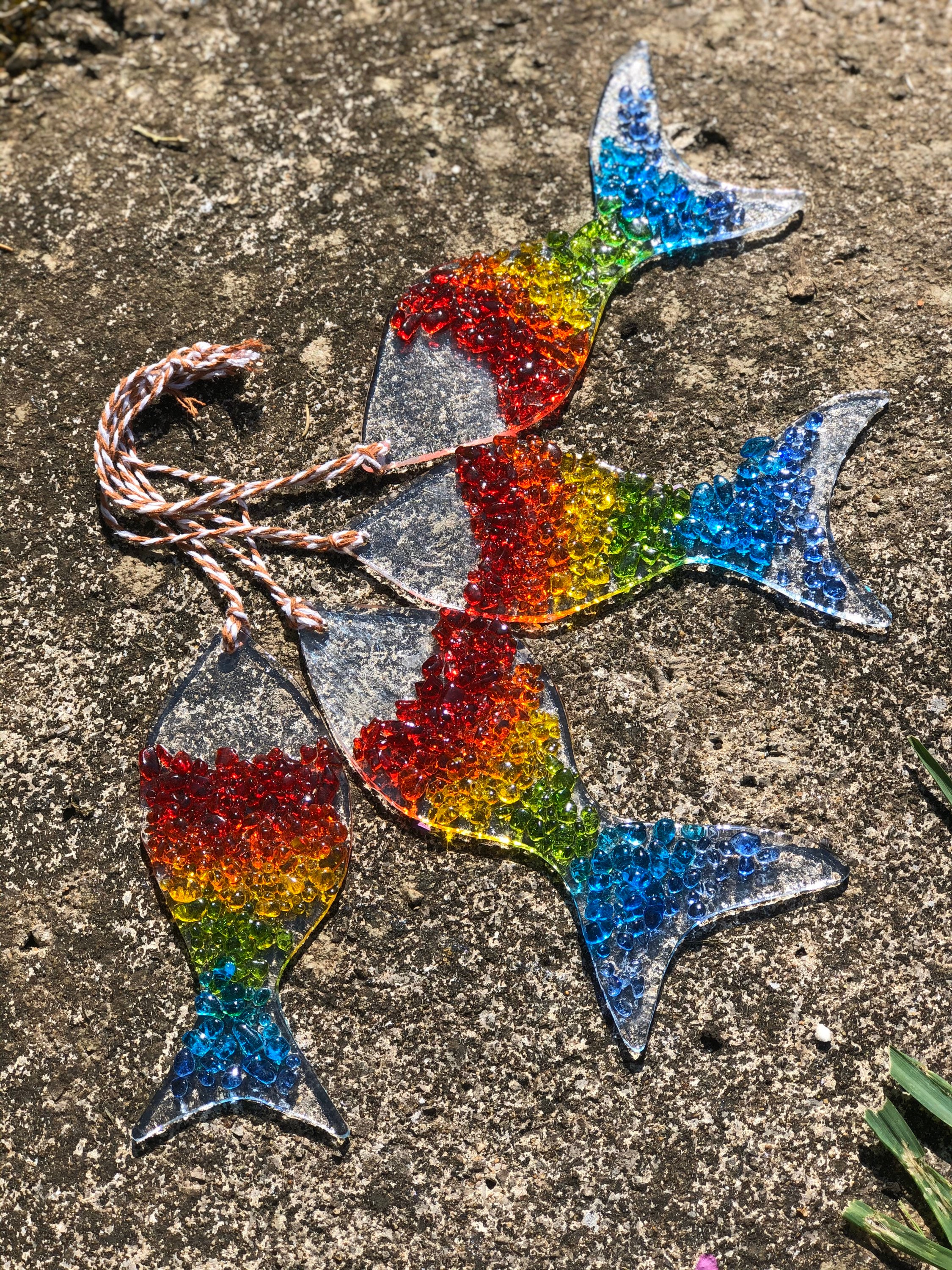 Glass Rainbow Fish Suncatcher Handmade, gift, birthday, window, cute