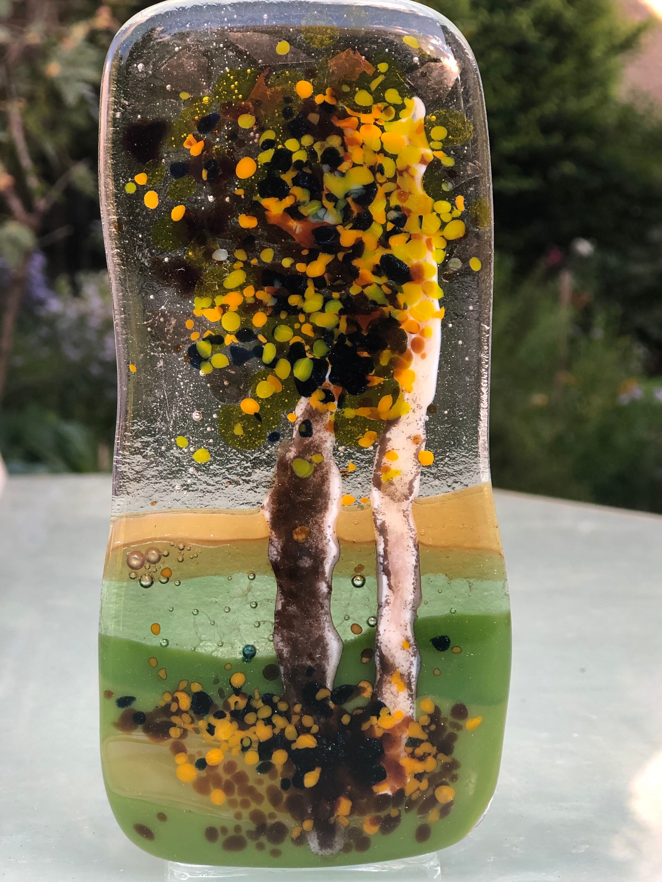 Glass Autumn Tree Tea Light Holder Votive candle holder, glass candle