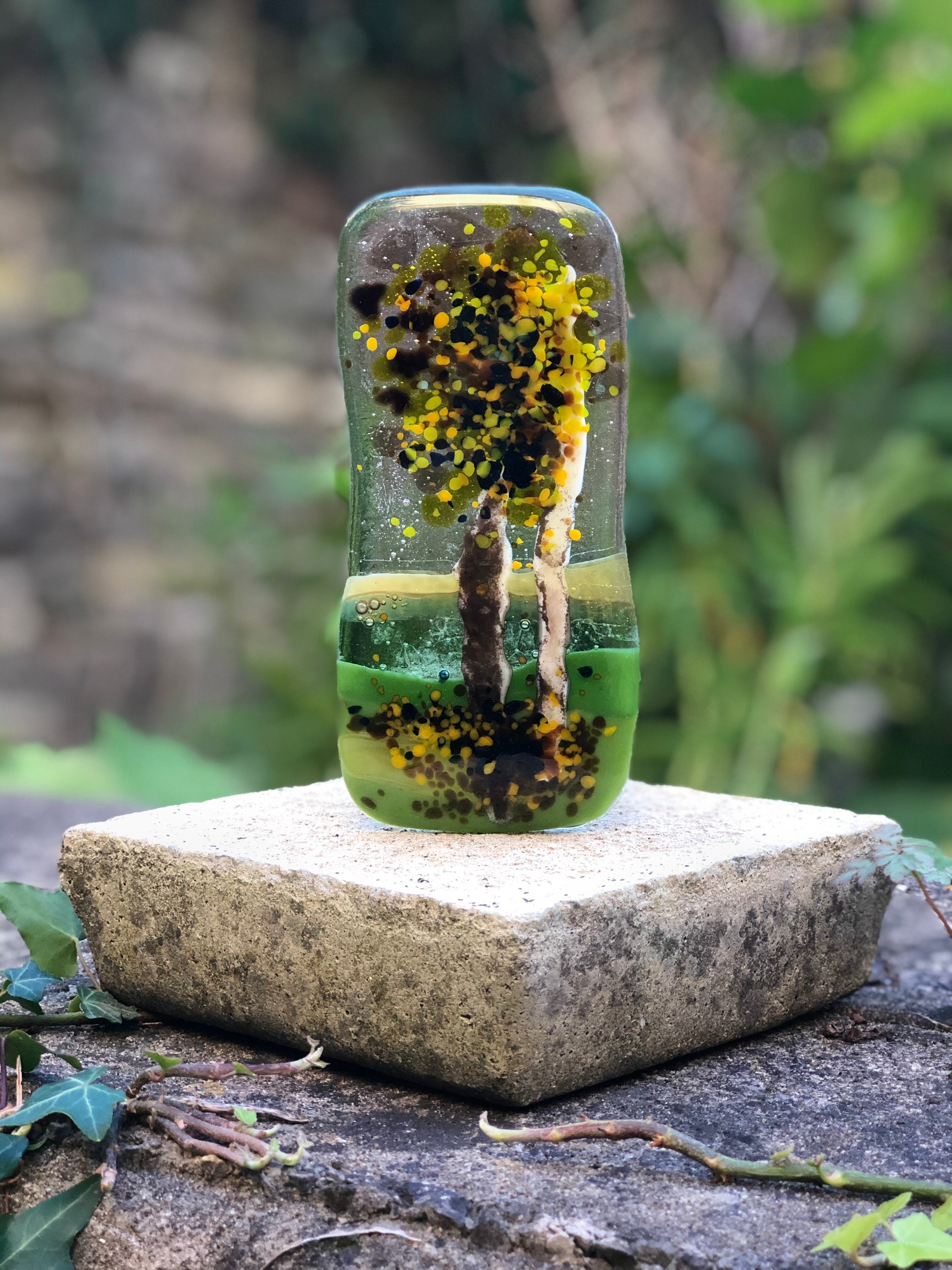 Glass Autumn Tree Tea Light Holder Votive candle holder, glass candle