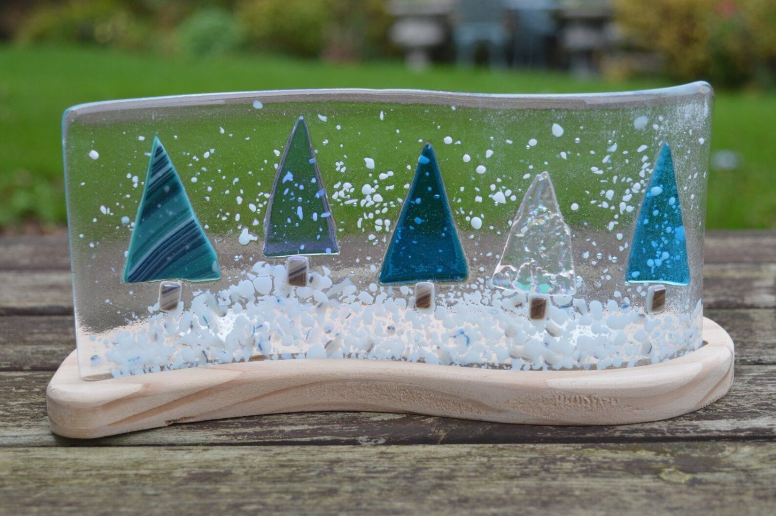 Christmans Tree Fused Glass Panel with Stand Frozen Inspired Etsy