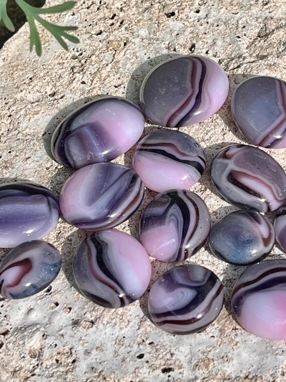 Lilac Whisper -  Glass Pebble Cabouchons for jewellery making, lilac and pink puddles, Coe 96, sea glass alternative, findings, silver clay