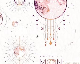 Mystic Moon - Graphic Art / Commercial Use - INSTANT DOWNLOAD - Wumi Studio