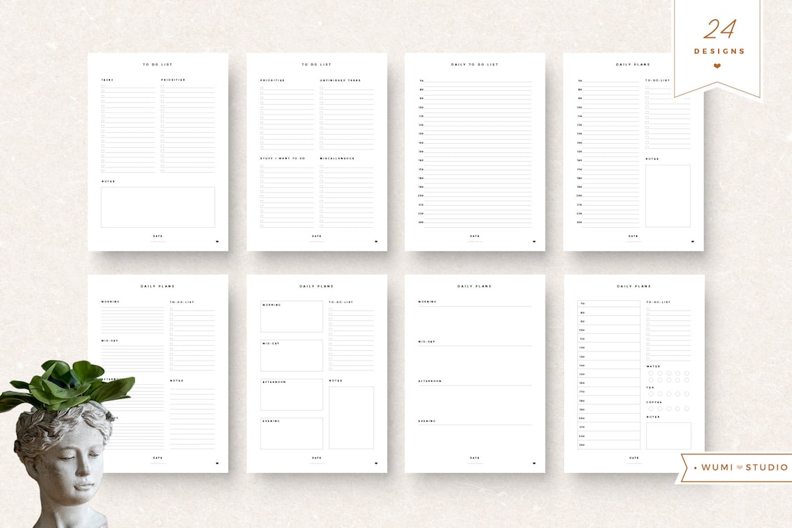 Daily &amp; Weekly Planner To-do List / Printable Templates - Etsy