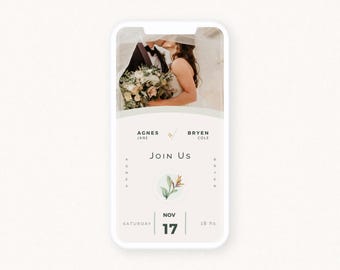 Faire-part de mariage personnalisé - Histoires animées avec musique / Faire-part de mariage élégant et romantique / Retenez cette date - Wumi Studio