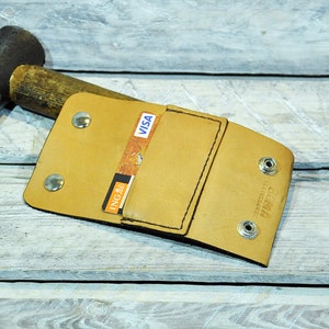 Leather key holder, leather key case, natural leather, handmade, keychain, card holder image 4