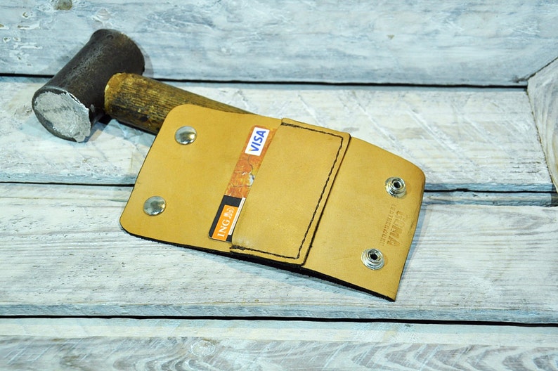 Leather key holder, leather key case, natural leather, handmade, keychain, card holder image 4