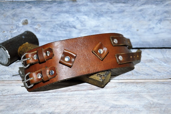 Amazon.com: JOHNNY DEPP style first class handmade wide leather wristband  genuine leather cuff bracelet men's bracelet WORN BROWN : Handmade Products