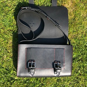 Lederen tas, Messenger Bag, laptoptas, zwarte lederen tas, handgemaakte tas, man Bag afbeelding 5