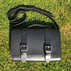 Lederen tas, Messenger Bag, laptoptas, zwarte lederen tas, handgemaakte tas, man Bag afbeelding 1