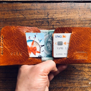 Lederen portemonnee, minimalistische portemonnee, handgemaakte portemonnee, bruine portemonnee, portemonnee, mini-portemonnee, gepersonaliseerde portemonnee, kaarthouder, gratis verzending