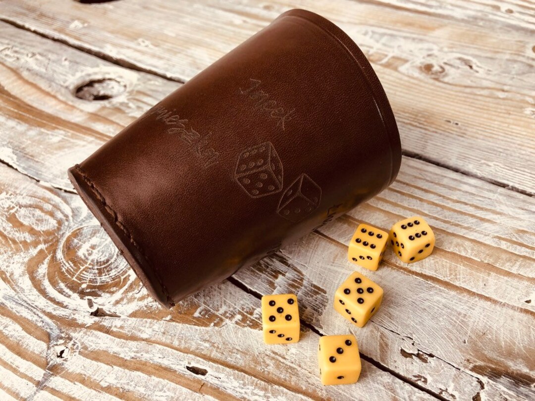 Dice Cup, Personalized Dice Cup, Cudtomized Dice Cup, Leather Dice Cup