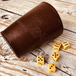 Dice Cup, Personalized Dice Cup, Cudtomized Dice Cup, Leather Dice Cup, Leather Cup