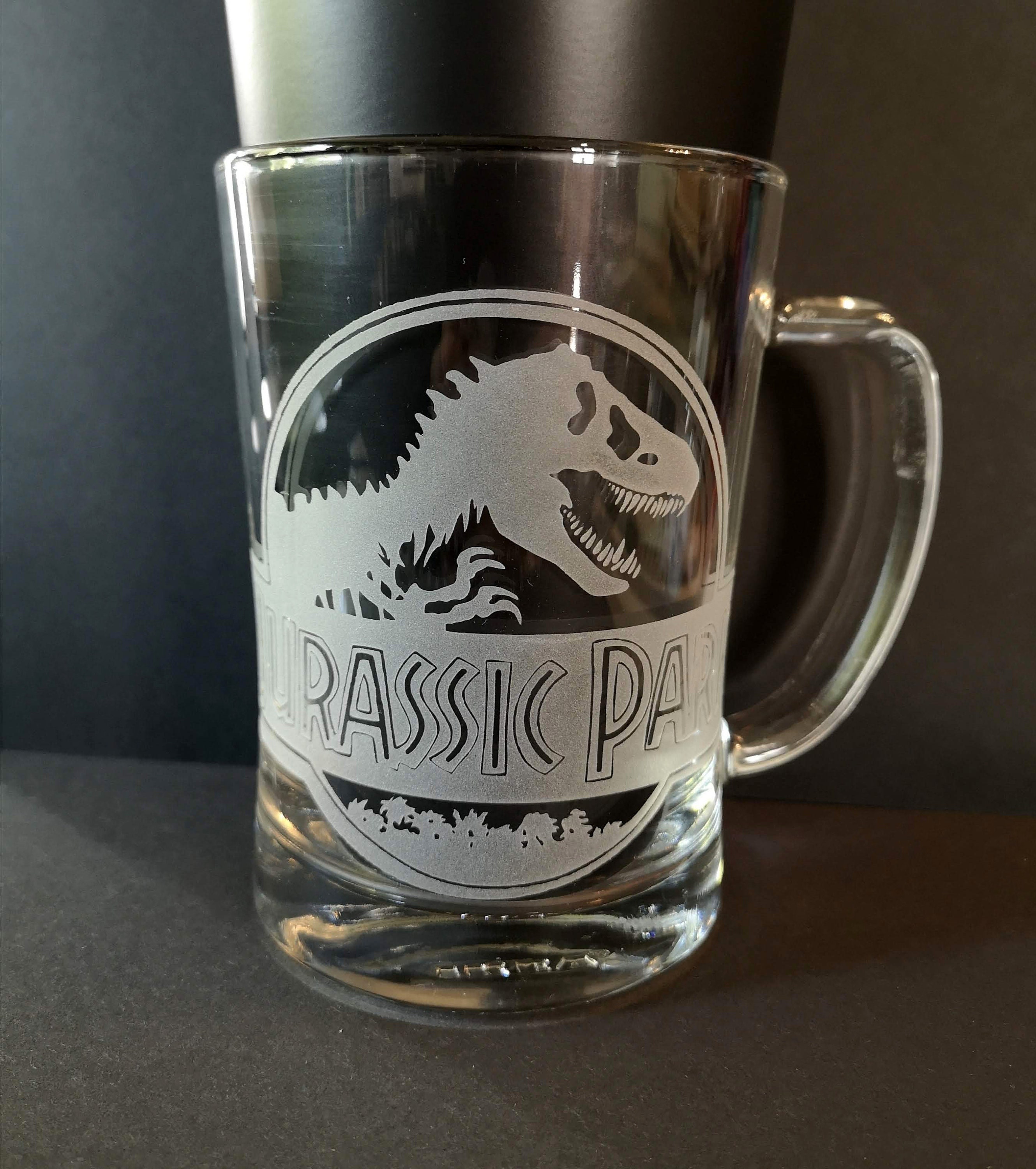 Mug à Bière Gravé Jurassic Park Personnalisé