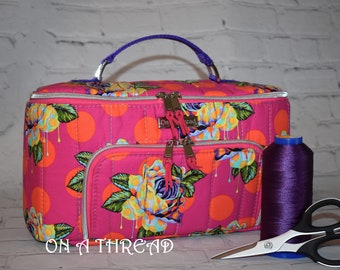 Tula Pink Painted Roses Quilted Case | Tula Pink Painted Roses | Quilted Supply Case | Hildegard's Notion Trunk