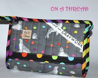 Tula Pink Quilted Pouch | Grayworks Wolf Cotton Supply Case | In Control Caddy