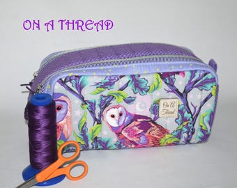 Tula Pink Quilted Case | OOP Tula Pink| Ditty Bag | Binary Pouch | OOP Night Owl