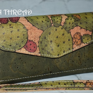 Cartera de corcho con cactus / Cartera de corcho / Cartera de mujer / Cartera de corcho con cactus
