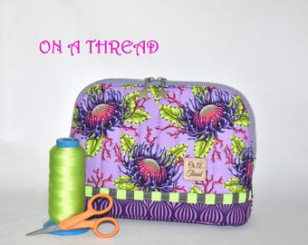 Tula Pink Pouch | Quilted Case | Supply Case | Floral Reef