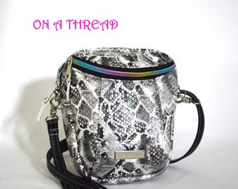 Iridescent Scale | Crossbody Bucket Bag | Faux Leather Bag | Rainbow Crossbody Bag