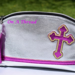 Make Up Bag| Leather Zippered Pouch| Metallic Leather Pouch