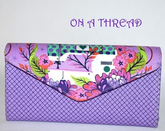 Tula Pink Pedal To The Metal Envelope Wallet: Cotton Fabric, Magnetic Closure