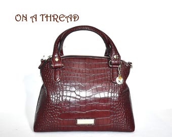 Faux Crocodile Purse Satchel | "Pinch Purse" | Faux Leather