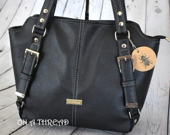 Bolso de piel sintética negro: Moonwake con cremallera