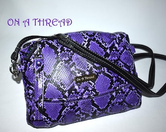 Python Faux Leather Crossbody Bag: Adjustable Strap & Tassel