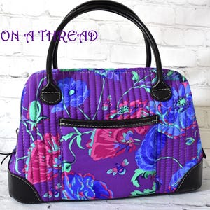 Kaffe Fassett Quilted Floral Carpet Bag with Vinyl Accents
