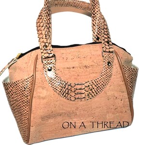 Annette Cork Satchel: Python Print, Lambskin Piping