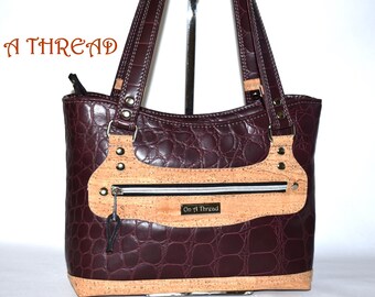 Cork & Faux Crocodile Handbag: Laura Jean Design