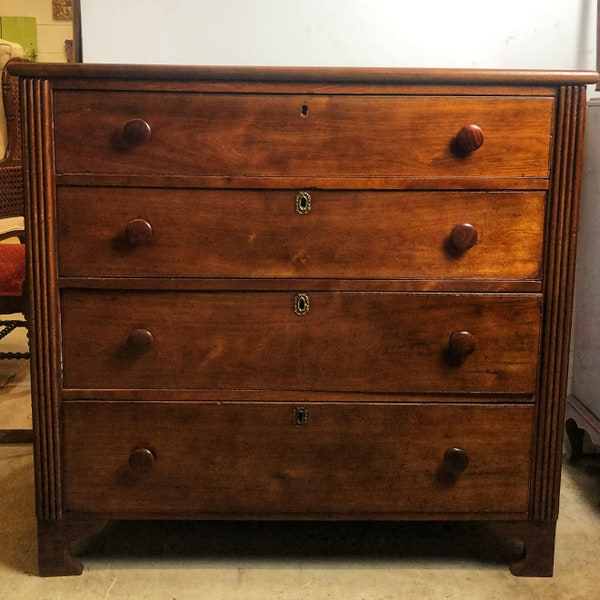 1850s Plantation Walnut Dresser, Four drawer, Local Aldie VA Pick up (Delivery/shipping extra)