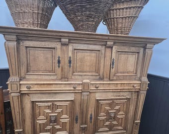 1800s Oak Cabinet, Stripped/Sandblasted, Belgian or Dutch Origin