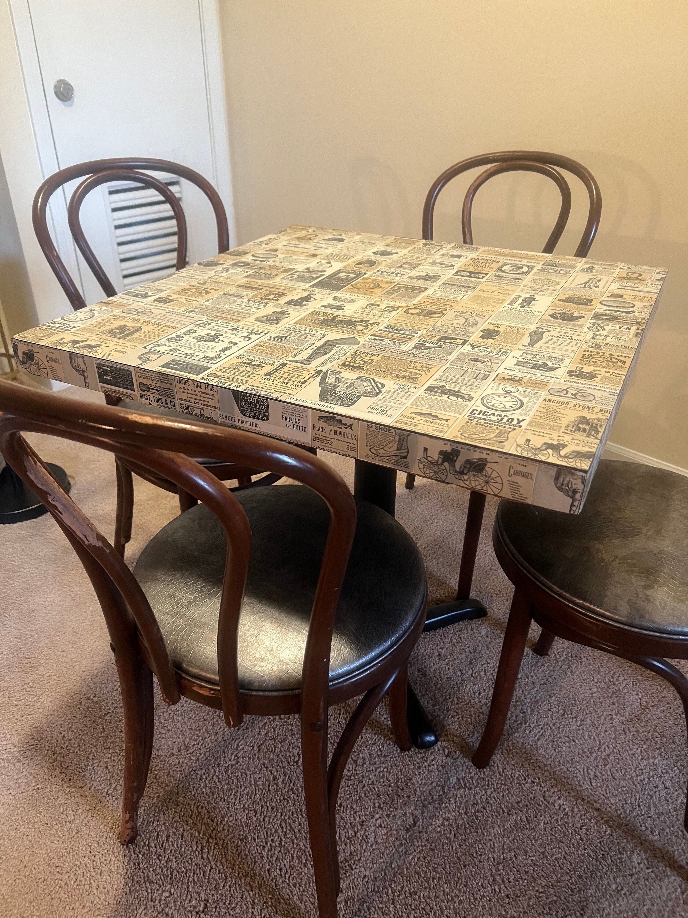 Vintage Wendy's Table, Original, With Four Bentwood Chairs reupholstered Etsy