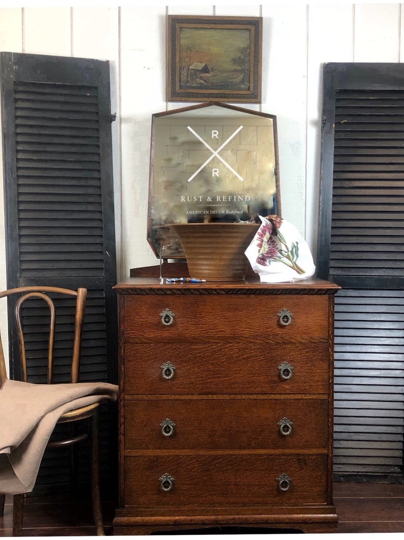 Antique English Oak Dresser With Mirror Etsy