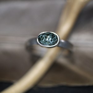 Size 7.5 Hand Crafted Silver Isle Royale Greenstone Ring / Michigan's Gemstone