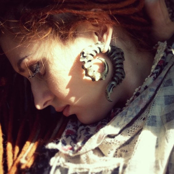 Fake gauge Gauge 16 mm Gothic earrings gauge skull Etsy